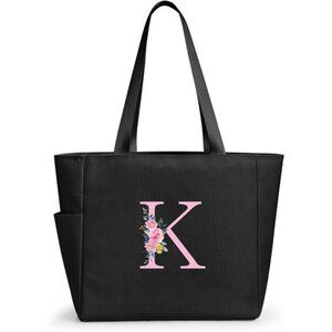 Personalized Beach Tote Bag Black-k